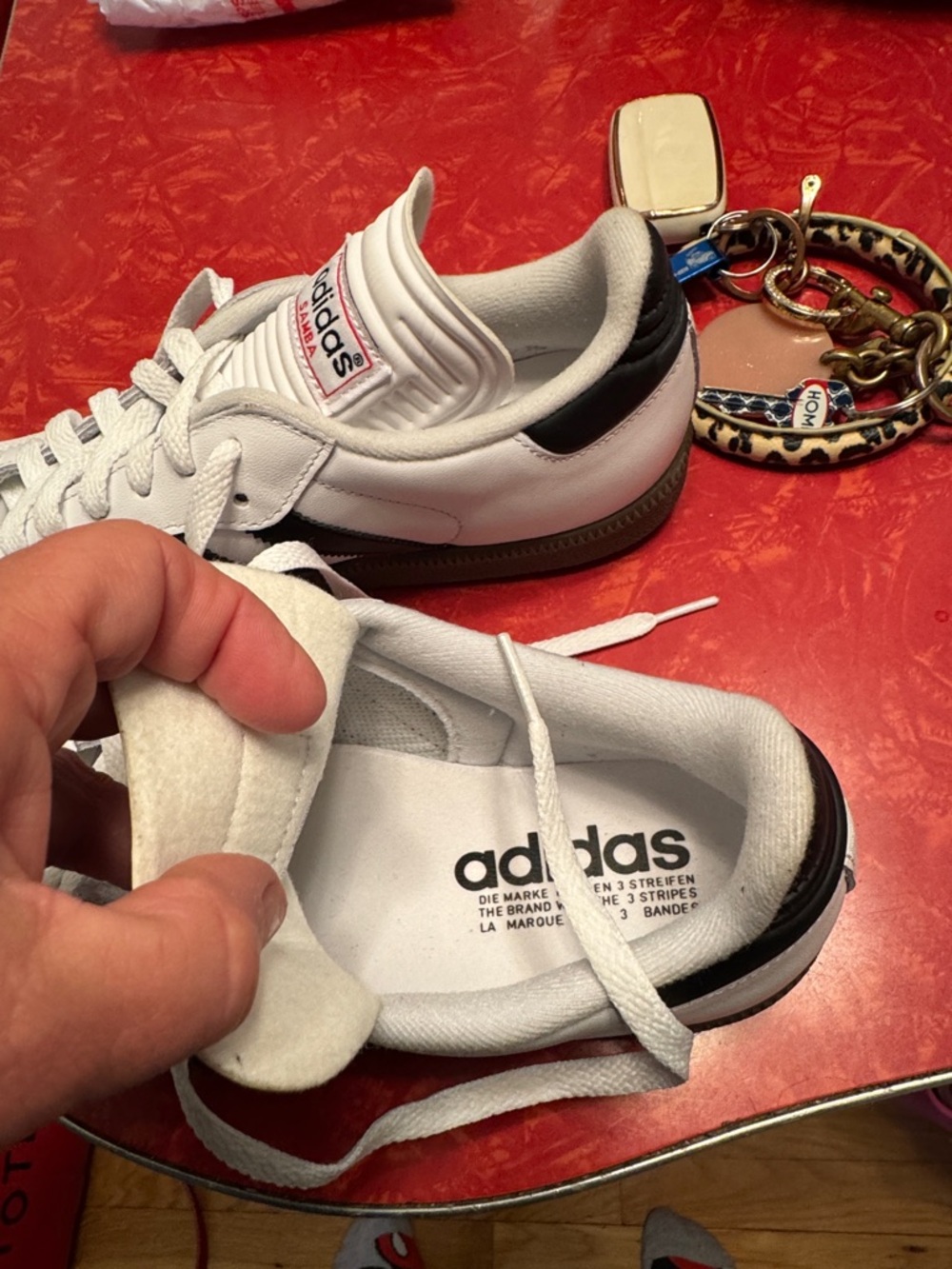 adidas Samba Men's White with Black Stripes Sneakers - Picture 3 of 3